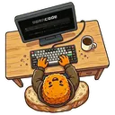 Rhiz3K avatar – a schnitzel coding at a desk
